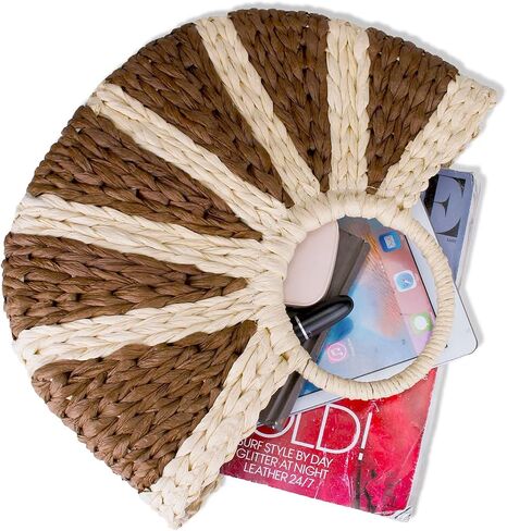 YYW Women Straw Tote Bag Colorful Summer Beach Handbag Large Rattan Purse With Zipper Lining in Saudi Arabia
