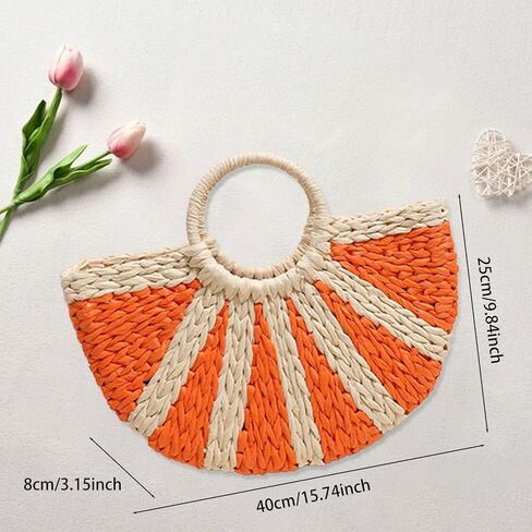 YYW Women Straw Tote Bag Colorful Summer Beach Handbag Large Rattan Purse With Zipper Lining in Saudi Arabia