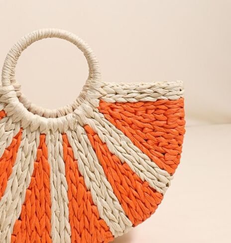 YYW Women Straw Tote Bag Colorful Summer Beach Handbag Large Rattan Purse With Zipper Lining in Saudi Arabia