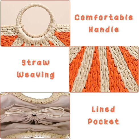 YYW Women Straw Tote Bag Colorful Summer Beach Handbag Large Rattan Purse With Zipper Lining in Saudi Arabia