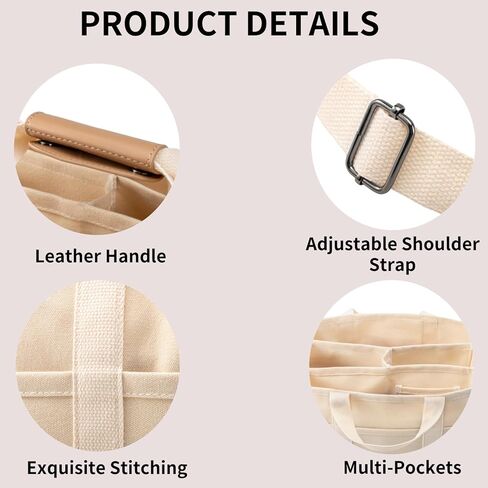 احصل على حقيبة حمل من القماش مع جيوب، وحقيبة كروس كبيرة للنساء، وحقيبة كتف كاجوال، وحقيبة حمل كل شيء مع مقصورات in Kuwait