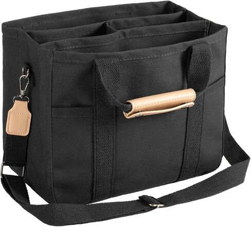 Gets Canvas Tote Bag with Pockets, Large Crossbody Bag for Women Casual Shoulder Bag Everything Tote Bag with Compartments in Saudi Arabia