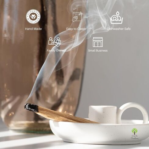 Palo Santo Holder - Multi-Functional Sage Holder & Palo Santo Stick Holder for Home - Handmade, Palo Santo Burner with 6 Uses - Mini Japanese Incense Holder Incense Holder Ash Catcher in Saudi Arabia