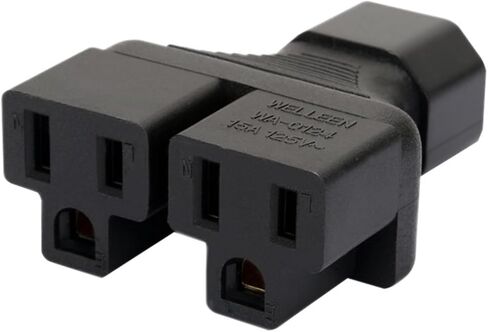 IEC 320 C14 to 2xC13 Y spliter Adapter，C14 3 pin Plug to Dual C13 3 Hole Socket AC Adapter，PDU/UPS Plug C14 to C13 Power Adapter.2 in 1，10A 250V in Saudi Arabia