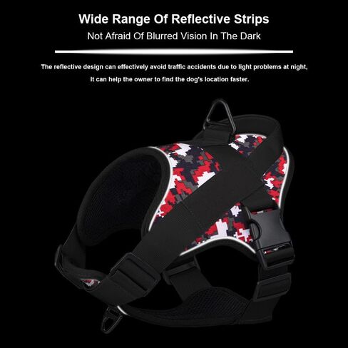 Service Dog Harness Reflective Breathable and Adjustable No-Pull Dog Harness with Handle for Outdoor Walking for Small Medium Large Dogs(Green Camouflage Leash, Size M) in Saudi Arabia