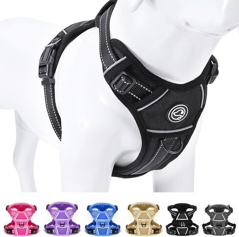 Dog Harness Medium Sized, No Pull Dog Harness for Medium Large Dogs, Adjustable Soft Padded Dog Vest Harness with Reflective Strips Pet Harness for Medium Large Dogs (Black, Small) in Saudi Arabia