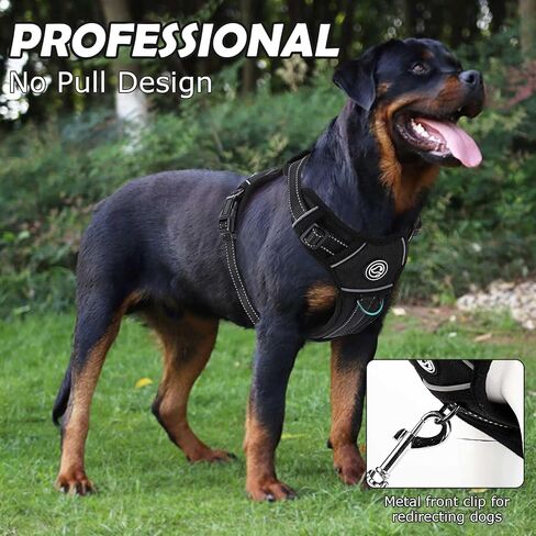 Dog Harness Medium Sized, No Pull Dog Harness for Medium Large Dogs, Adjustable Soft Padded Dog Vest Harness with Reflective Strips Pet Harness for Medium Large Dogs (Black, Small) in Saudi Arabia