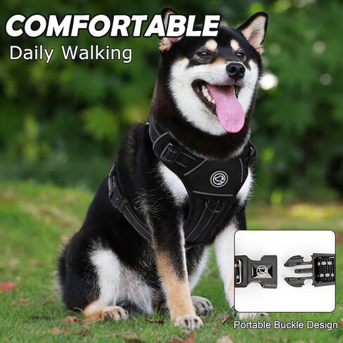 Dog Harness Medium Sized, No Pull Dog Harness for Medium Large Dogs, Adjustable Soft Padded Dog Vest Harness with Reflective Strips Pet Harness for Medium Large Dogs (Black, Small) in Saudi Arabia