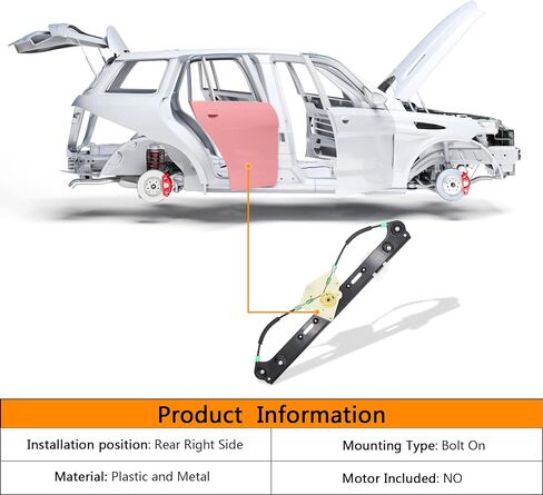 Rear Left Side Power Window Regulator Without Motor Compatible with BMW X3 E83 2004 2005 2006 2007 2008 2009 2010,Replace for 749-586 51353413189 135-58668L 51353448251 in Saudi Arabia