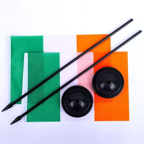 أيرلندا الأيرلندية العلم الأيرلندي الجدول العلم الصغيرة أيرلندا مكتب أعلام مكتب مع قاعدة الوقوف، سانت. ديكورات المكاتب المنزلية ومناسبات مهرجان عيد القديس باتريك (عبوة من قطعتين) in Kuwait