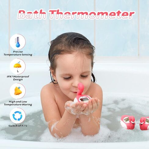 Doli Yearning Upgrade Flamingo Baby Bath Thermometer Toddlers Bath Temperature Thermometer Safety Floating Toy Bathtub Thermometer ℃/℉ in Saudi Arabia