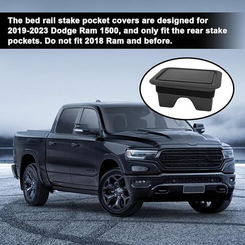 أغطية جيوب رام 1500، غطاء جيب عمود السكك الحديدية الخلفي للشاحنة متوافق مع دودج رام 2019 2020 2021 (مجموعة من 2) in Kuwait