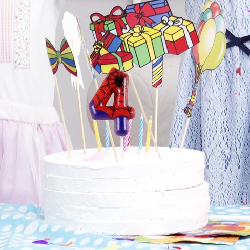 Spider 4th Birthday Candle, Red Spider Number 4 Cake Candle Birthday Cake Topper for Spider 4th Birthday Party Decorations in Saudi Arabia