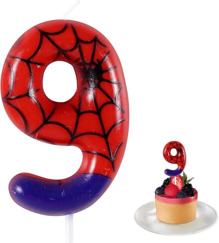 Spider 4th Birthday Candle, Red Spider Number 4 Cake Candle Birthday Cake Topper for Spider 4th Birthday Party Decorations in Saudi Arabia
