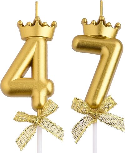 شموع عيد الميلاد السابع والأربعين والسبعين، باللون الذهبي 74 47 عامًا، شموع عيد الميلاد، هدايا تزيين تزيين الكيك لحفلة عيد ميلاد سعيد للنساء والرجال in Saudi Arabia