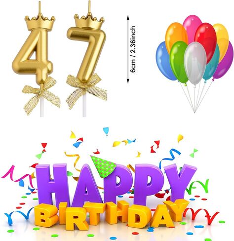 شموع عيد الميلاد السابع والأربعين والسبعين، باللون الذهبي 74 47 عامًا، شموع عيد الميلاد، هدايا تزيين تزيين الكيك لحفلة عيد ميلاد سعيد للنساء والرجال in Saudi Arabia
