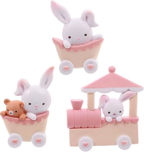 3pcs Rabbit Cake Topper Bunny Train Decorations Miniature Rabbit Figurines Resin Train Figurines Spring for Easter Home Garden Decoration Christmas Birthday Gift in Saudi Arabia