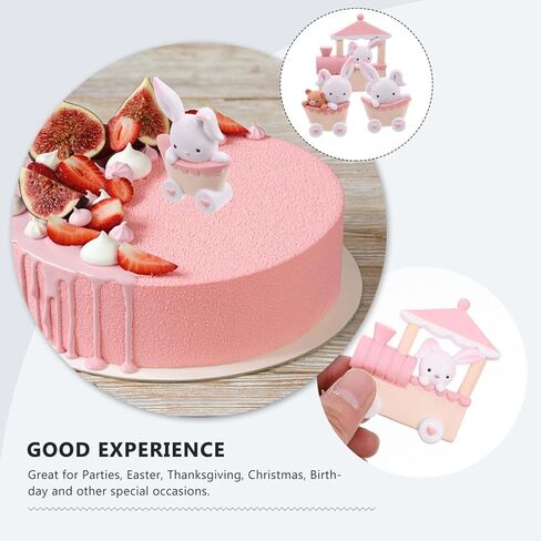 3pcs Rabbit Cake Topper Bunny Train Decorations Miniature Rabbit Figurines Resin Train Figurines Spring for Easter Home Garden Decoration Christmas Birthday Gift in Saudi Arabia