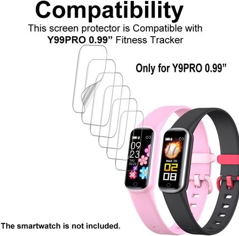 Soft Screen Protector Compatible with DIGEEHOT 0.96 inches Y99PRO fitness tracker watch, TPU, 6-pack, Full coverage, Bubble Self-healing in Saudi Arabia