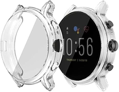 FitTurn Compatible with Fossil Gen 5 Carlyle hr Case Screen Protector Case Cover Plating Process Metal Color TPU Shockproof Case Guard Thin Bumper Shell for Gen 5 Carlyle hr Smartwatch (Black) in Saudi Arabia