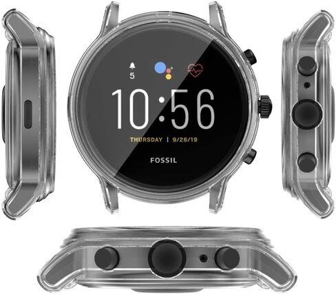 FitTurn Compatible with Fossil Gen 5 Carlyle hr Case Screen Protector Case Cover Plating Process Metal Color TPU Shockproof Case Guard Thin Bumper Shell for Gen 5 Carlyle hr Smartwatch (Black) in Saudi Arabia