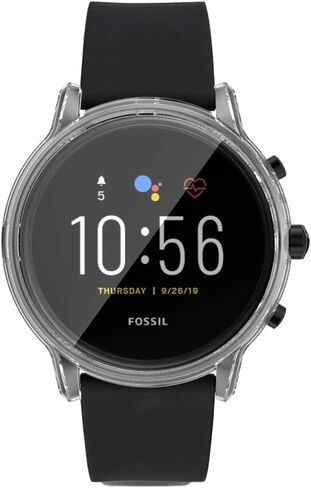 FitTurn Compatible with Fossil Gen 5 Carlyle hr Case Screen Protector Case Cover Plating Process Metal Color TPU Shockproof Case Guard Thin Bumper Shell for Gen 5 Carlyle hr Smartwatch (Black) in Saudi Arabia