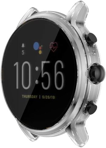 FitTurn Compatible with Fossil Gen 5 Carlyle hr Case Screen Protector Case Cover Plating Process Metal Color TPU Shockproof Case Guard Thin Bumper Shell for Gen 5 Carlyle hr Smartwatch (Black) in Saudi Arabia