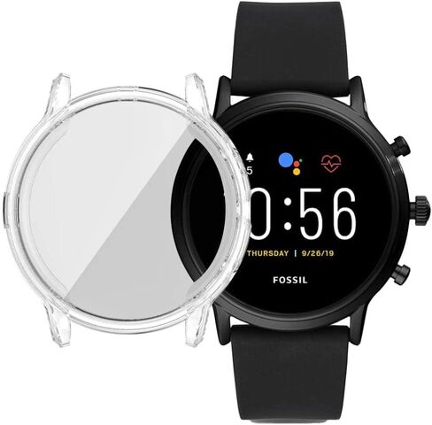 FitTurn Compatible with Fossil Gen 5 Carlyle hr Case Screen Protector Case Cover Plating Process Metal Color TPU Shockproof Case Guard Thin Bumper Shell for Gen 5 Carlyle hr Smartwatch (Black) in Saudi Arabia