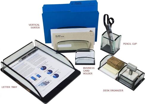 Storex Glass Business Card Holder, 5.25 x 3.13 x 4 Inches, Case of 4 (STX70148U04C) in Saudi Arabia