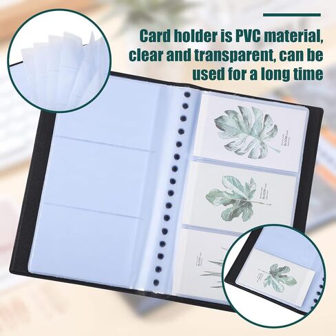 6 Pcs Leather Business Card Book Holder Organizer Sleeve Storage Business Card Holder Organizer 300 Cards Portable Credit Card Organizer Business Card Binder for Men Women Office in Kuwait