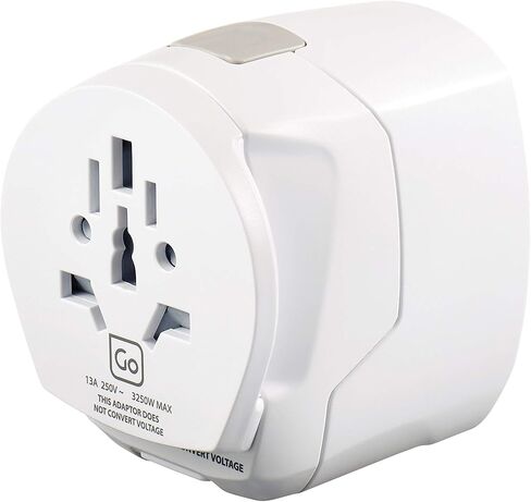 White Worldwide Grounded Adapter, Type G, USB-A, for Small Electrical Devices, Earthed Plug Adapter, Travel Essentials in Saudi Arabia