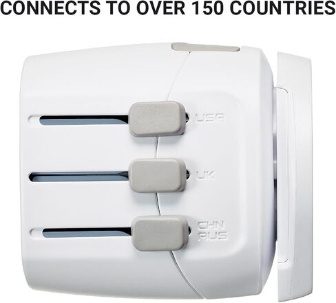 محول Go Travel Worldwide + USB، محول سفر عالمي للأجهزة الكهربائية الصغيرة، محول قابس مؤرض مع منافذ USB مزدوجة، أساسيات السفر للسفر حول العالم in Kuwait