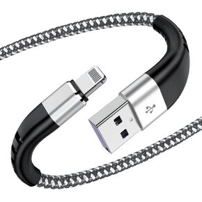 Short 2 Pack iPhone Charger 1ft, Apple MFi Certified Lightning Cable Strong Nylon Braided Charging Cable 1 Foot, Fast iPhone USB Cord for Apple iPhone 14/13/12/11/X/XS/XR/8/iPad Mini Air（Grey）