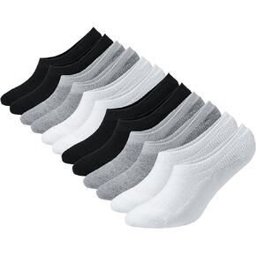 KONY No Show Socks Womens Non Slip, 6 Pairs Cotton Thick Cushioned Flat Boat Liner Low Ankle Socks Sneakers Footies Size 6-9