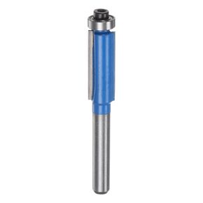 HARFINGTON 2pcs Flush Trim Router Bit 1/4" Shank 1/4" Dia 1" Cutting Depth Top Bearing Flush Straight Cut Trimming Router Bits Carbide for Particle Board Plywood MDF Woodwork, Blue