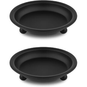 Plate Candle Holder, 2pcs 7.8cm / 3.07inch in Inner Diameter Matte Black Iron Round Candlestick Stand for Pillar Candles Decorative for Table Centerpiece Decor, Incense Cones, Spa, Weddings