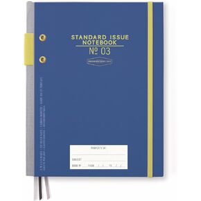 DesignWorks Ink Standard Issue Cobalt and Citron Planner Notebook No. 3 Journal with Lined Pages, Elastic Closure, Pen Holder, and 3 Ribbon Marker for Work, Writing, Journaling