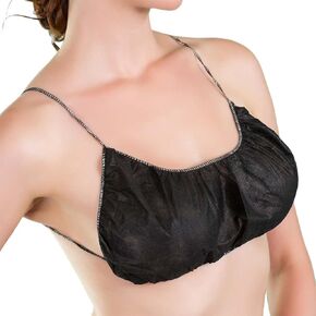 50 Ct. Disposable Bras - Women's Backless Spa Bra for Spray Tanning and Body Treatments, Black