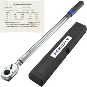 1/2&3/8-Inch Drive Click 10-160FT-LB/13.6-217.1Nm Torque Wrench Set with Extension Bar and 1/2''-3/8'' Adapter For Garage Car & Motorcycle, Spark Plug, Wheel, Oil change.