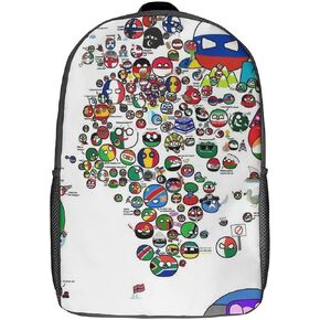 Countryball Polandball World Map School Backpacks Large Capacity Travel Bag Book Bags Sports Daypack for Girls Boys