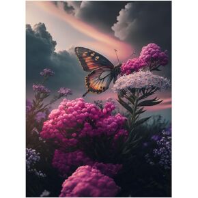 Diamond Painting Kit Full Drill Purple Crystal Butterfly Crystal Rhinestone Embroidery Cross Stitch Purple Crystal Butterfly Diamond Embroidery Dotz Kit Home Decor 16x24 Inch