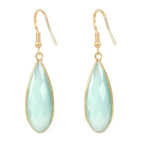Dainty Teardrop Green Stone Gold earrings for Women Trendy Hypoallergenic Dangle Earrings for Women 14K Gold Plated Womens Turquoise Earrings Valentine Gifts for Girls (Turquoise Earrings)