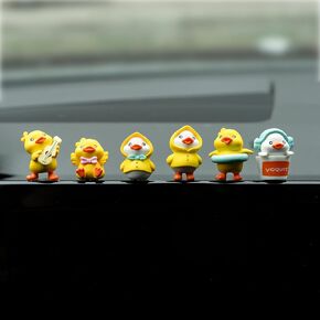 Yellow Duck Car Dashboard Decor, 6PCS Cute Duck Car Dash Decorations Car Rear View Mirror Ornament Interior Accessories for Home Office