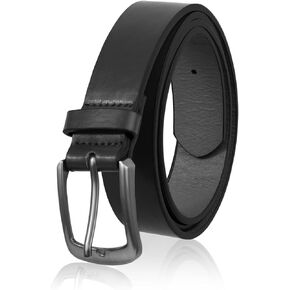 Men's Faux Leather Dress Belt，Classic & Fashion Jeans Belts with Single Prong Buckle for Work Business and Casual