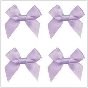 50pcs Mini Satin Ribbon Bows Fabric Ribbon Flowers 42mm x 39mm Appliques DIY Craft for Sewing, Scrapbooking, Wedding, Christmas Gift Warpping (White)