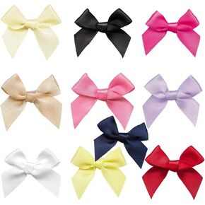 50pcs Mini Satin Ribbon Bows Fabric Ribbon Flowers 42mm x 39mm Appliques DIY Craft for Sewing, Scrapbooking, Wedding, Christmas Gift Warpping (White) in Kuwait