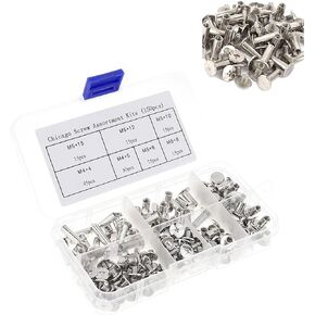 150PCS Chicago Binding Screws Assorted Kit, Stainless Steel Chicago Screw Binding Post Screw Kit for Scrapbook Photo Albums Craft and DIY Leather Decoration Bookbinding