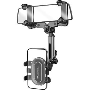 Rearview Mirror Phone Holder for Car - Adjustable Multifunctional 360°Rotatable and Retractable Bracket for Car Rear View Mirror Mount Holders