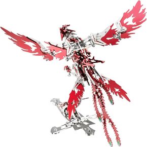 OreilleStar 3D Metal Puzzles for Adults Model Kits: DIY Assembly Mechanical Phoenix Stainless Steel Animal Bird Toy Building Block Birthday Gifts for Men Women (Red Phoenix)