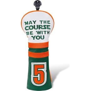 Golf Club Head Covers May The Course Be with You, Golf Head Covers for Woods and Driver, Golf Headcovers Driver Fairway Wood(FW) Hybrid(UT) with Number Tags